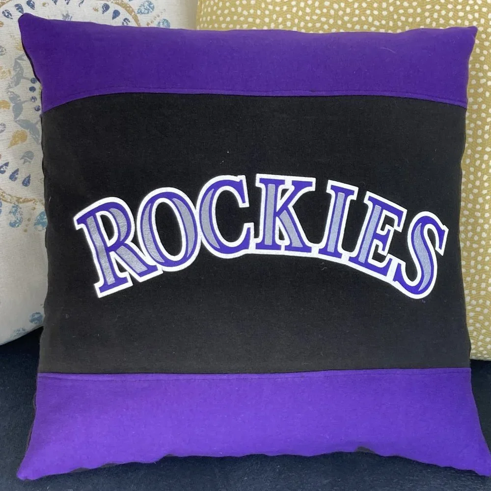 Colorado Rockies MLB baseball Handmade upcycled t shirt Throw pillow cover